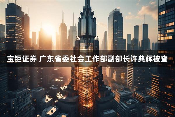宝钜证券 广东省委社会工作部副部长许典辉被查
